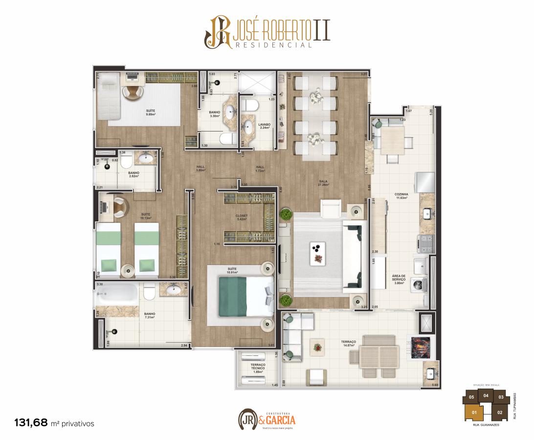 Apartamento Final 1 - 3 dorm. (3 suítes) - 131,68 m² - Residencial José Roberto II - Praia Grande SP