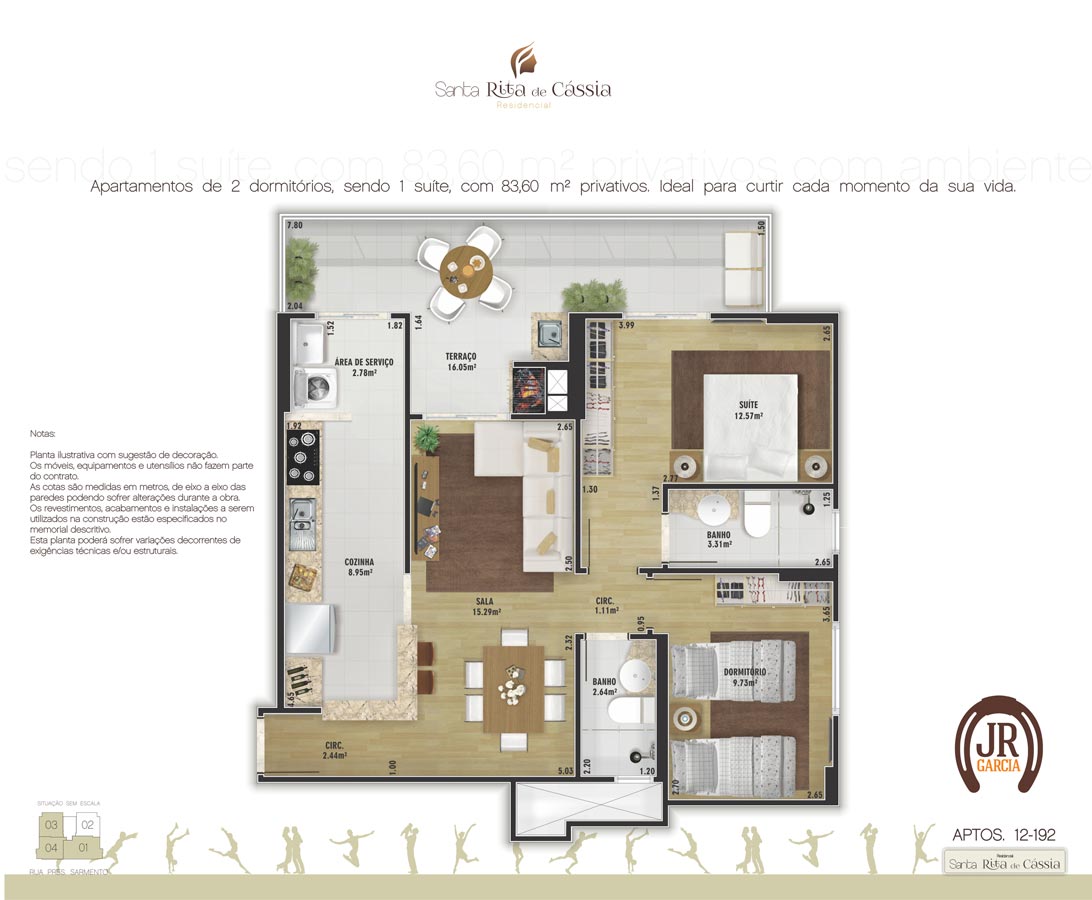 Apartamento Final 2: 83,60m² - Residencial Santa Rita de Cássia - Praia Grande SP