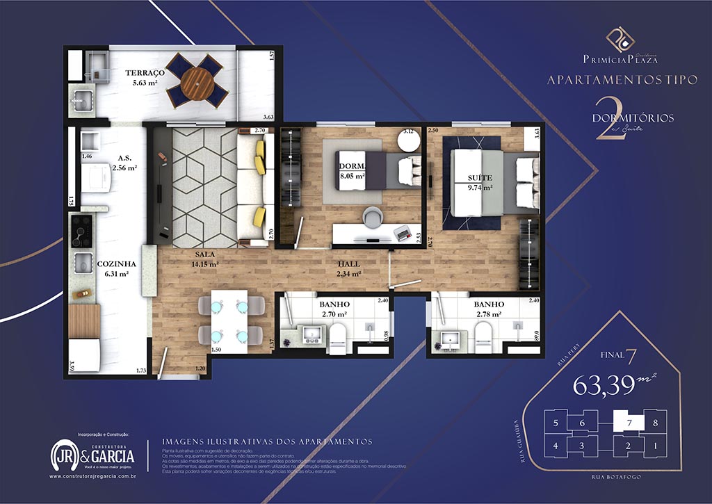 Apartamento 17-197 - 63,00 m² - Residencial Primícia Plaza - Guilhermina - Construtora JR e Garcia - Praia Grande SP