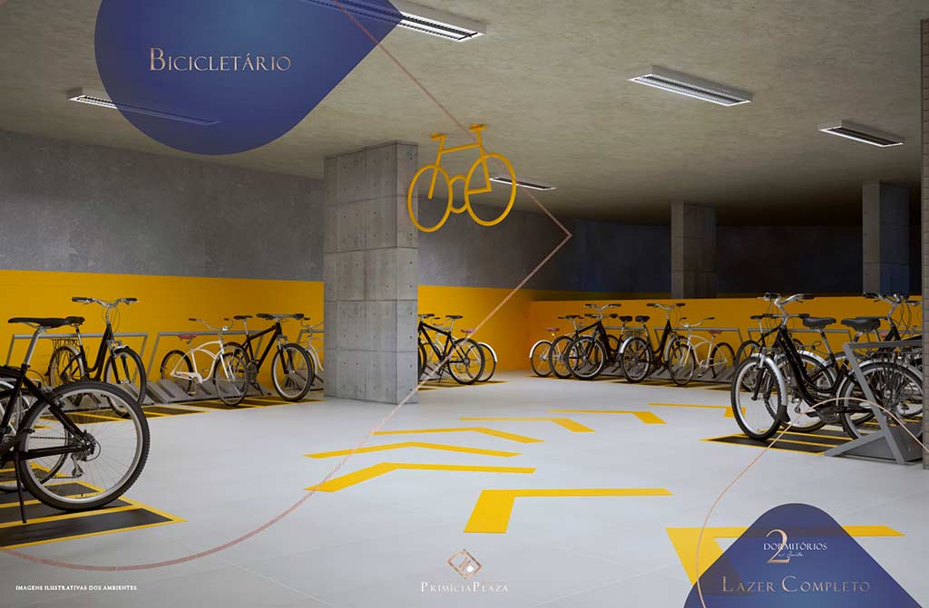 Bicicletario - Primicia Plaza - Guilhermina -Construtora JR e Garcia - Praia Grande SP