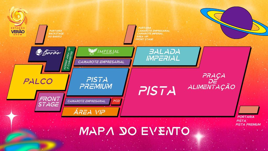 estação verão show 2024 mapa do evento - Praia Grande SP
