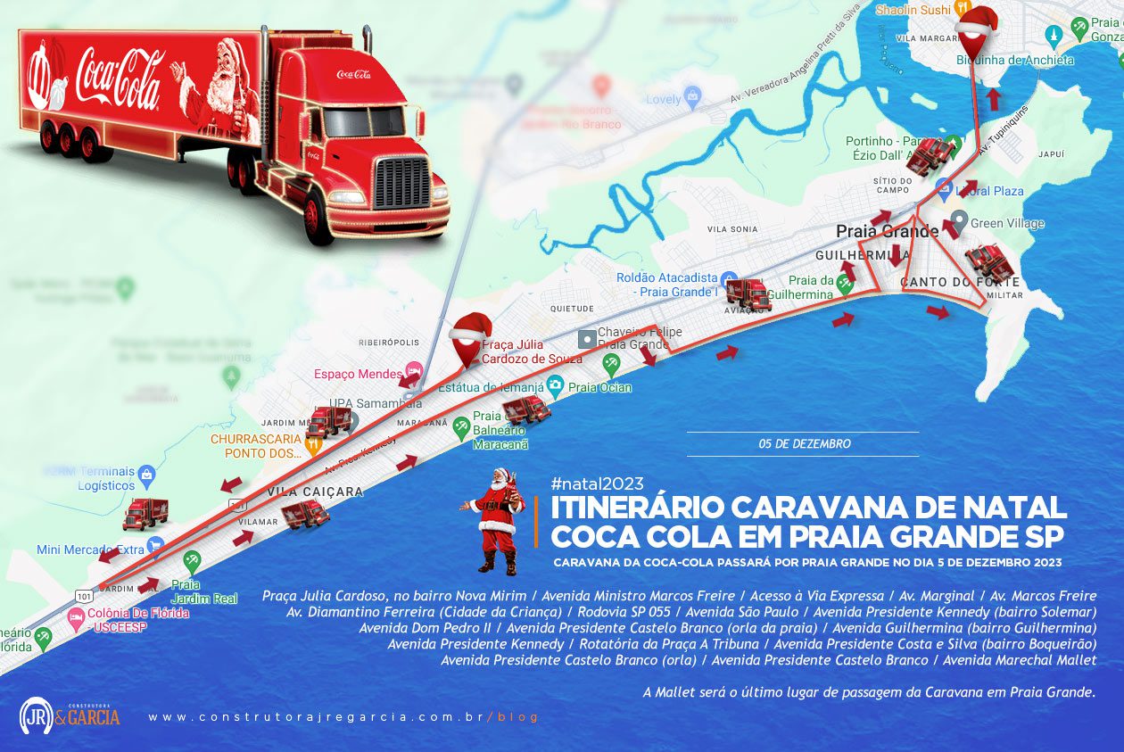 Itinerário Caravana de Natal Coca-Cola em Praia Grande